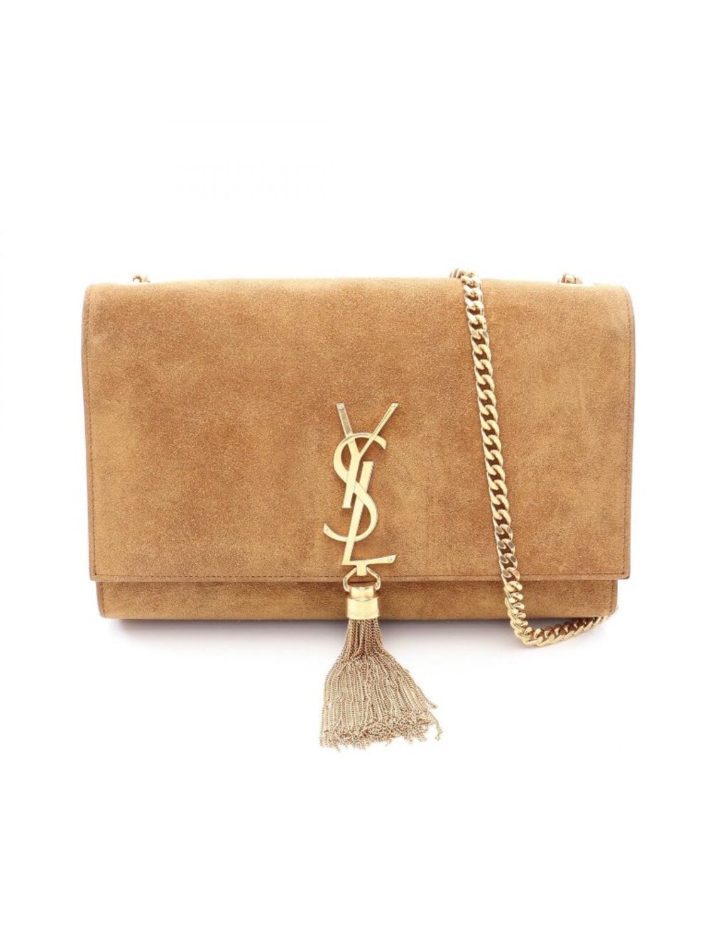 Saint Laurent Paris Shoulder Bag Kate Monogram Camel Suede Medium